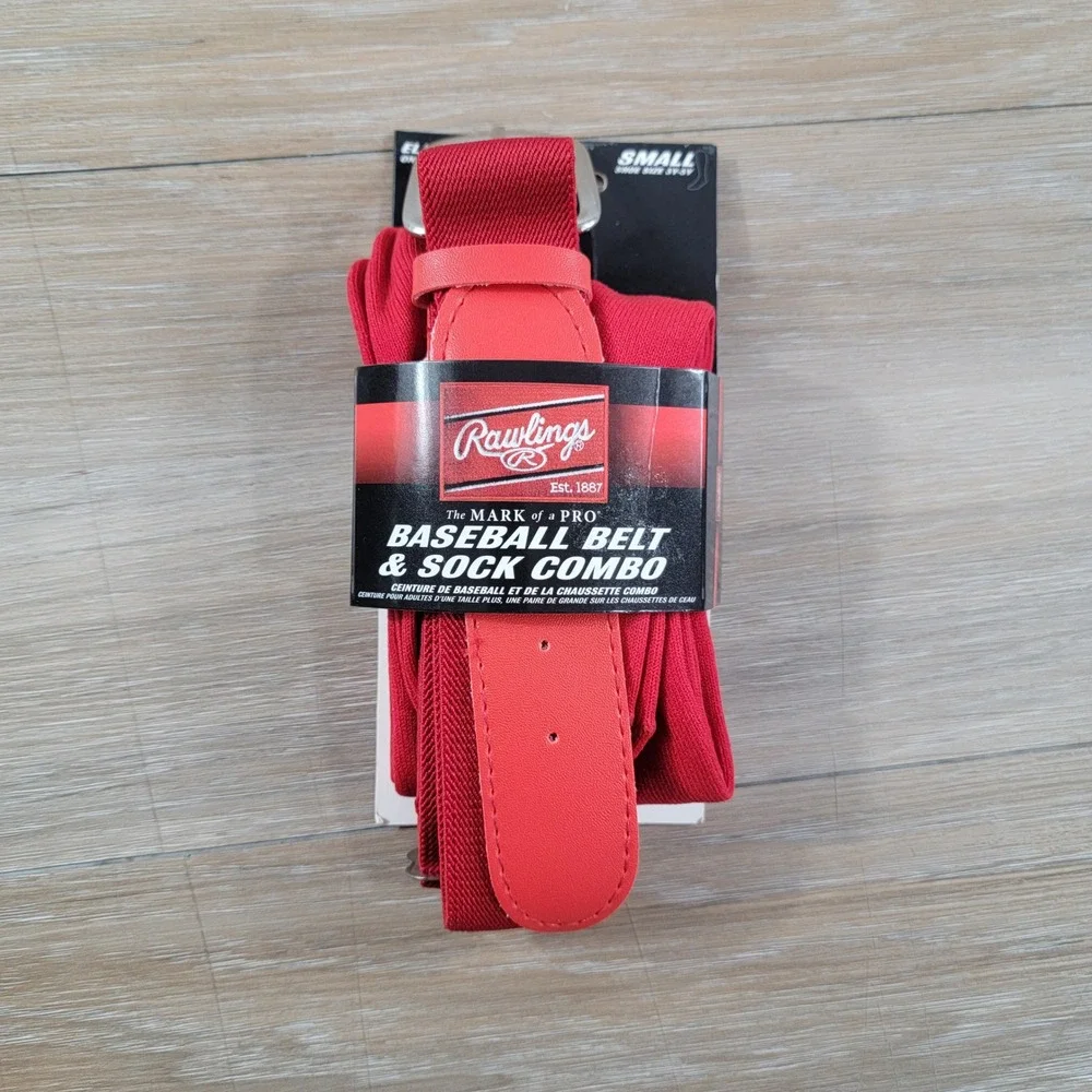 Rawlings Youth Baseball Belt and Sock Combo Red Small Fits Shoe 3Y-5Y BLTSOCKS